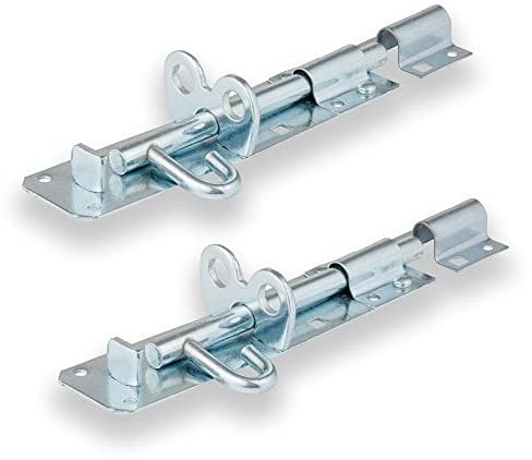 XFORT® 2 Pack Brenton Strong Sliding Lockable Padbolt 200mm (8) Ideal for use with Shed Doors, Gates and Outhouse Doors (200mm, Zinc)
