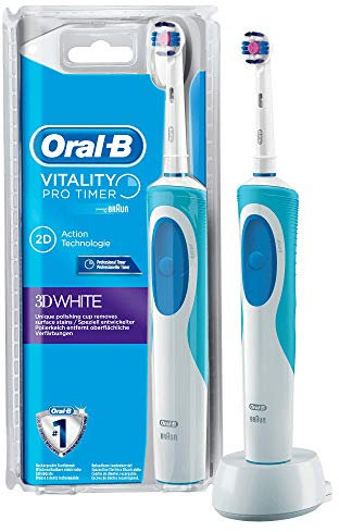 Oral-B Vitality 3DWhite Minuteur Pro Brosse à Dents Électrique Rechargeable + Manche + Brossette