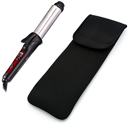 Orchidtent Bolsa para Plancha de Pelo -Negro Neopren Resistente al Calor Funda Caja Cubierta Estuche del Recorrido con Velcro y 2 Bolsillos para Curling Alisador de Pelo