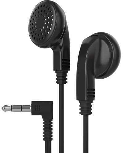 Maeline Bulk Earbuds Earbud Headphones Wholesale Ear Buds in Classroom 100 Disposable Earphones Lot Kids Pack for Headphone Set Over Black Multipack of Student School Supplies Mp3 Wrapped Black