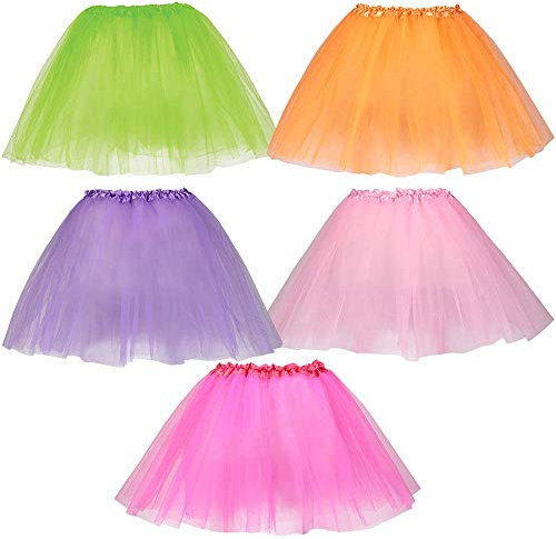 Dress Up America Tutu per Ragazze - Pacchetto di 5 Diversi Tulle Colorati stratificati