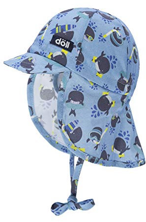Döll Baby-Jungen Bindemütze mit Schirm und Nackenschutz Mütze, Blau (Alaskan Blue 3350), (Herstellergröße: 47)