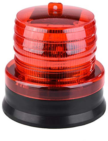 Akozon 2V Baliza estroboscópica intermitente solar Luz de emergencia LED Luz de advertencia Coche Auto Lámpara(rojo)
