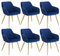 WOLTU Esszimmerstühle 6er Set Esszimmerstuhl Küchenstuhl Polsterstuhl Design Stuhl mit Armlehnen, mit Sitzfläche aus Samt, Gestell aus Metall, modern, Gold Beine, Blau, BH232bl-6