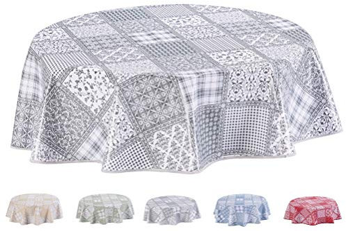Home Direct Round Oilcloth PVC Wipe Clean Tablecloth Table Cover 140cm 55 Light Grey