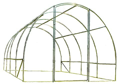 Frame Only 4m x 3m Polytunnel Strongest In It's Class a fully Galvanised Structure with more Diagonal & Roof Bracing than all others. Metal Hinged Door | Groundbar Kit.