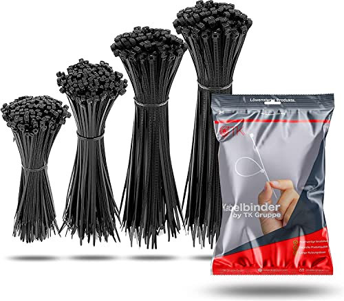 3000x Kabelbinder schwarz Set - kurz & lang - reißfest & UV beständig - diverse Längen - für Handwerk & Haushalt