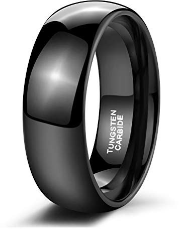 Zakk Ringe Damen Herren Schwarz Wolfram Schmal Schlicht Poliert Ring Verlobungsringe Eheringe Partnerringe 2mm 4mm 6mm 8mm (8mm, 58 (18.5))