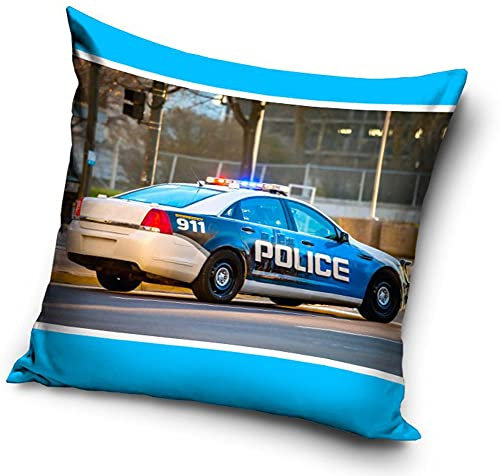 Polizei oder Feuerwehr Fahrzeug Kissenhülle Kissenbezug 40x40 cm (Blau PNL201065)