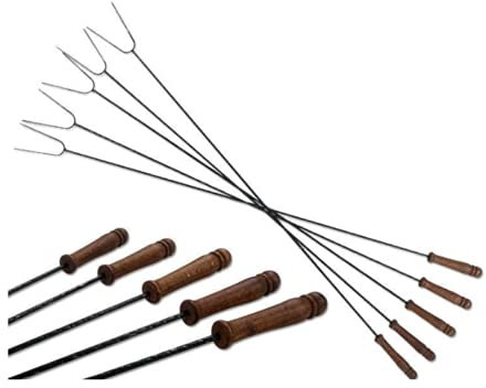 MIKONI Grillspieße 100cm extra lange 10 - STÜCK SET, Spieße für Lagerfeuer oder Grillschale, BBQ Spieß, Barbecue Spieße, 10er Set Spieße, Barbecue Set, Stockbrot Spieß, 100 cm lang, Holzgriffe