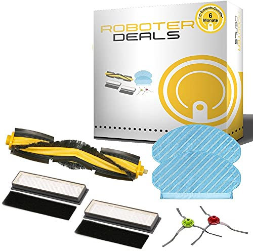 Zubehör Set, Ersatzteile Kit mit Pads für Ecovacs Deebot OZMO 950, 920 (passend zu DX5G-KTA) - 1x Hauptbürste, 2x Filter, 2x Wischpad, 2x Seitenbürste