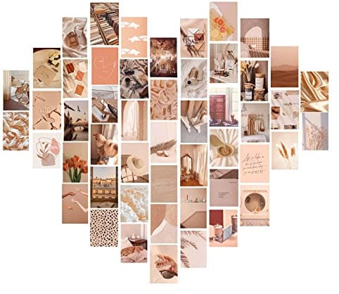 Ästhetisches Bild für Wandcollage, 50 Warme Farbe Collage Druck Set, warme Farbe, Raumdekoration für Mädchen Wandkunstdrucke für Zimmer Schlafsaal VSCO Wall Poster für Schlafzimme Foto Display