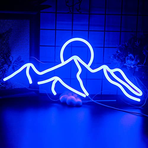 Désert Coucher de Soleil Enseignes au Néon Led Bleu Néon Signe Paysage Forme Néon Appliques Murales pour Chambre Hôtel Mariage Bar Décoration fête Signe