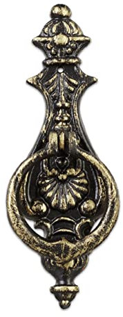 Relaxdays 2 x Türklopfer antik, Anschlagring für Haustür, Landhausstil, Gusseisen, Torklopfer, HBT 24 x 8,5 x 3 cm, schwarz/Bronze