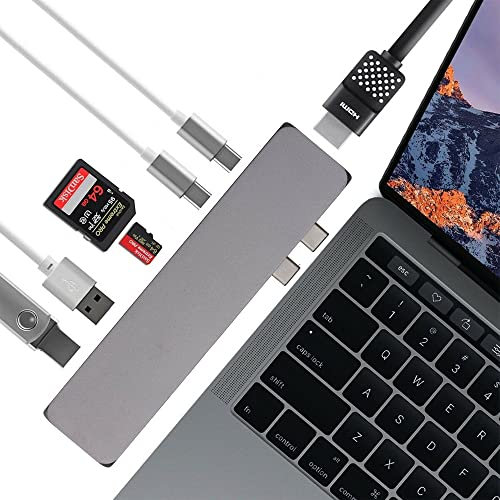 MMOBIEL Hub USB C 7 en 1 pour Macbook Pro – USB-C de Type Double – Thunderbolt 3 5K 60HZ - Adaptateur