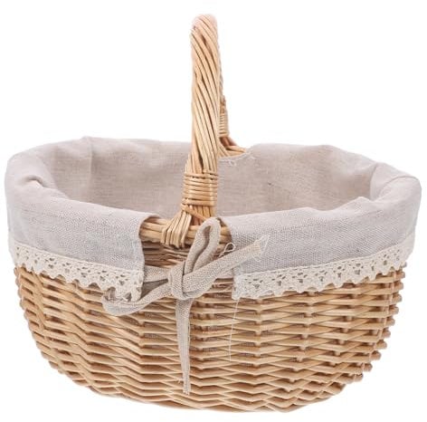 Storage Basket Decorative Fruit Basket Rattan Storage Bowl Bread Serving Basket Flower Arrangement Basket Kitchen Wicker Rattan Serving Egg Tray Grocery Basket Planted Willow Food