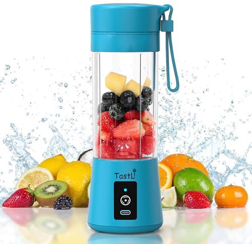 Rongshengfa Portable Blender for shakes and smoothies, Cordless Personal Mini Travel Fruit Juicer Cup Mixer Electric Smoothie Blender Maker, 13oz Bottles, USB Rechargeable (Sky blue)