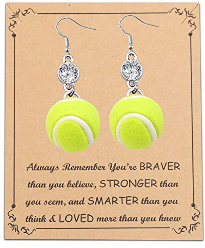 BNQL Tennis-Ohrringe, Tennis-Geschenke, Tennis-Liebhaber, Geschenke für Sie, Tennisspieler, Tennisball-Schmuck, Ohrringe, Edelstahl