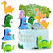 OSDUE 12 Stück Tortendeko Dino, Dschungel Kuchen Dekorationen, Cupcake Topper, Dinosaurier Alles Gute zum Geburtstag Cake Topper für Baby Kinder Jungen Party Dekoration