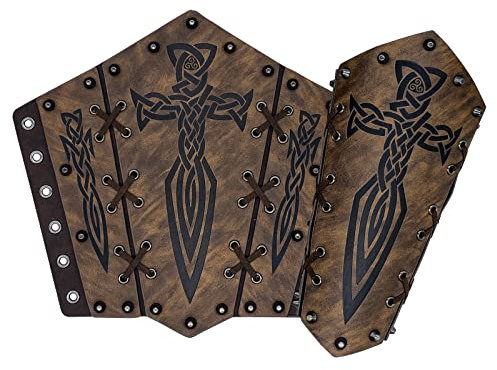 JAOYU Wikinger-Armbänder Leder Armstulpen Mittelalter Handgelenkschoner Lederhandschuh Armband geprägt LARP-Rüstung Bogenschießen