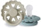 FRIGG Fairytale Schnuller 2 Packung | Silikon Schnuller | BPA-Frei | Hergestellt in Dänemark | Symmetrischer Sauger in Kirschform| (Stone Blue/Willow Gray, Größe 1 (0-6 Monate))