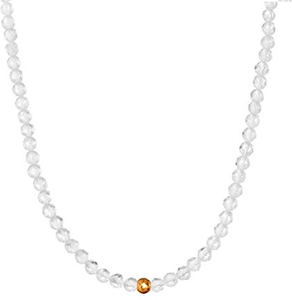 BERGERLIN Bergkristall Halskette echt - transparente Bergkristall Kette - Gold - M-L