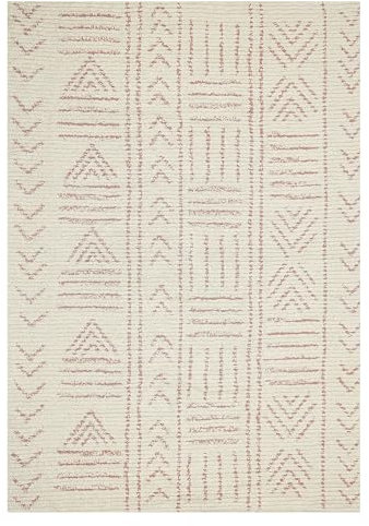 Beliani Teppich Baumwolle beige/rosa Muster geometrisch rechteckig 140 x 200 cm Edirne