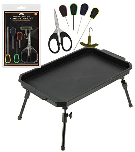 Fishing Bivvy Table With Folding Extendable Legs + 6pc Baiting Tools Carp Tackle