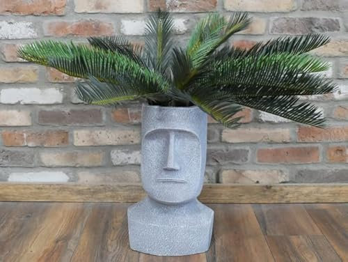 Large Easter Island Head House Plant Flower Pot Display Grey Stone Effect Garden Planter