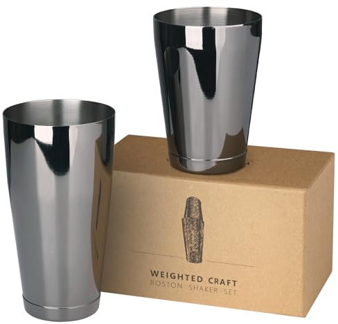 Jettory Shaker Cocktail | Boston Cocktail Kit de 500 ml (18 oz) & 800ml (28oz) | shaker inox pour barmen professionnels et à domicile les amateurs de cocktails. (Noir)