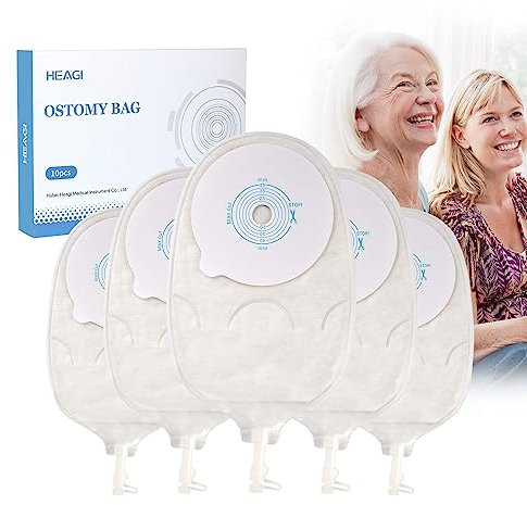 Heagimed Bolsas De Urostomía De 10 Piezas Para Ostomía, Suministros De Uretrostomía Antirreflujo Bolsa De Drenaje Con VáLvula Para Ileostomía De Colostomía, Corte A Medida De 15-45 mm