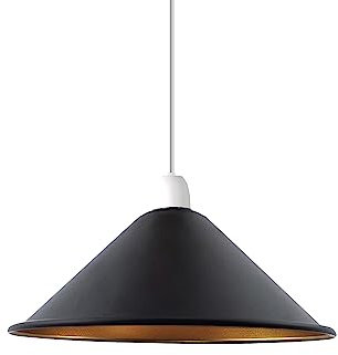DC VOLTAGE Retro-Vintage-Lampenschirm, Metallkegel-Lampenschirm, einfache Installation, industrieller Lampenschirm, 4 cm, E27-Aufhängeloch Flur (Black inner Gold), LSFT220A
