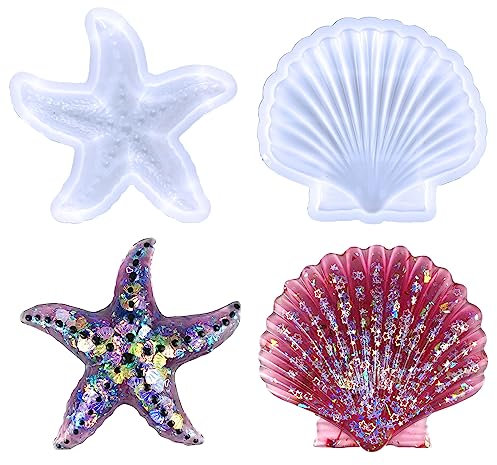 3D-Silikonformen mit Seesternmuscheln, Meerestierform, Kunstharz, Seestern, Muscheln, Epoxidform, DIY, Handwerk, Gießform für Geschenk, Zuhause, Büro, Ornament-Dekoration