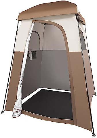 VEVOR Tienda de Ducha para Camping 167,6x167,6x221 cm Cabina de Ducha Portátil de Privacidad para Acampar Exterior con Tapa Extraíble, Bolsillos, Cuerda para Colgar, Tendedero, Vestuario para Inodoro