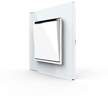 LIVOLO Wipp - Türklingel Glas Wandschalter Taster Tür Klingel Komplettset mit Glasrahmen in Weiß