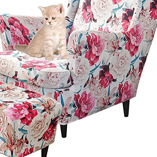 uyeoco Sesselüberwürfe Elastisch 3-teilig Sesselbezug Ohrensessel Überzug Mit Ottomane Schonbezug Ohrensessel Bezug Bezug Sesselhusse Stretch Husse Für Ohrensessel (Color : #48)