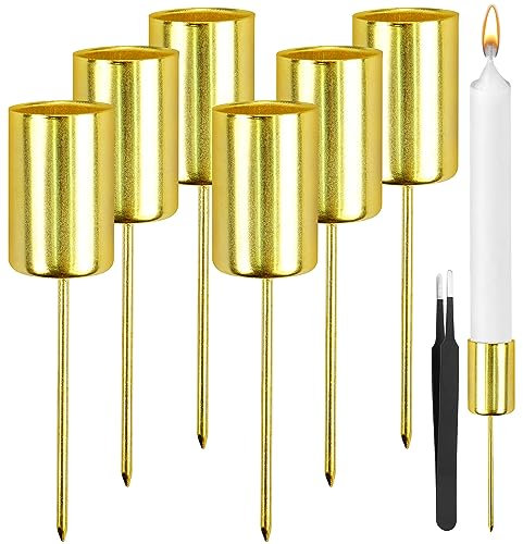 Kerzenhalter Adventskranz, Homgaty 6 Stück Retro Stabkerzenhalter mit Pinzette, Kerzenständer mit Kurzem Dorn für Adventsgirlande Blumentopf Weihnachtsdekoration
