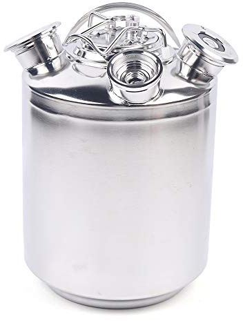 LUNICASHA Beer Cleaning Can 10L Cleaning Keg 3-Head Cleaning Barrel with Lid Stainless Steel Beer Line Cleaning Kits