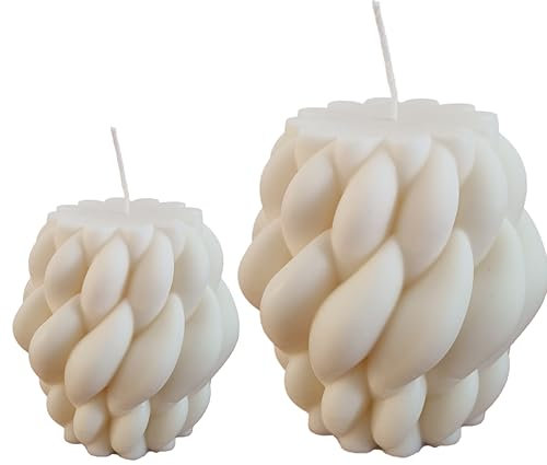 CÔEM - 2er Set Handgemachte Tropfkerzen aus Rapswachs (Naturwachs) „Klein & Groß“ Deko Kerzen in Weiß - Tropfkerzen Kerze mit Baumwolldocht - Naturkerzen ohne Palmöl & Schadstoffe (87g/300g)