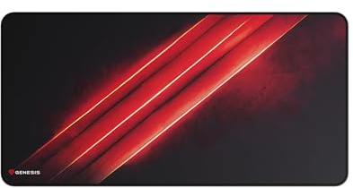 Genesis Carbon 500 Maxi Flash G2 Gaming Mauspad XXL, Große Schreibtischunterlage (900x450mm), Wasserfest, Anti-Rutsch Gummi, Speed Stoff, Genähte Ränder, für Optische & Laser Maus, Schwarz/Rot