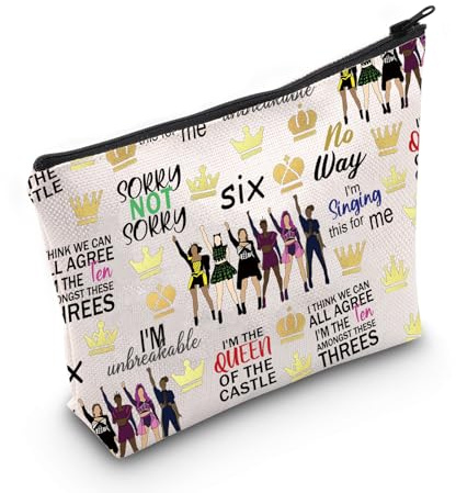 Six The Broadway Musik-inspiriertes Geschenk für Musiktheater mit Reißverschluss, Make-up-Tasche, Geschenk für Schauspielerin, S-i-x Tasche, Theater/Musik