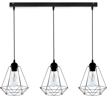 KAR LIGHTING Pendellampe 3-flammig Schwarz – höhenverstellbare Loft Hängeleuchte aus Metall – E27 Hängelampe für Wohnzimmer, Esszimmer, Küche oder Büro – LED geeignet