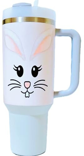 Dwellacy Stanley Cup-Zubehör – Vinyl-Aufkleber, perfekt für 1,2 l Becher mit Silikon-Trinkhalm, kein Umbau erforderlich, Frühlings-Osterhasen-Design, hn77309
