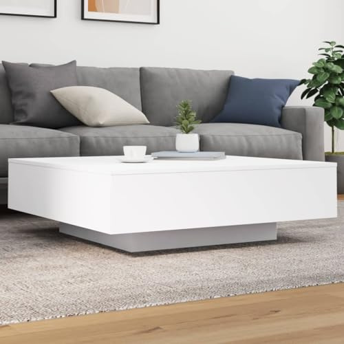 IKAYAA Mesa de Centro Moderna y Baja para Salón, Mesa de Café Blanca 100 x 100 x 31 cm