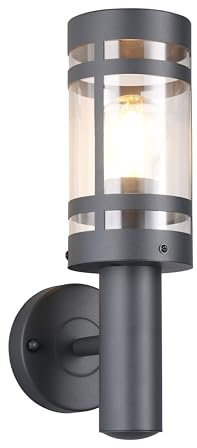 Reality Leuchten Außen Wandleuchte Paloma R21716142, Metall Anthrazit, Schirm Kunststoff klar, exkl. 1x E27