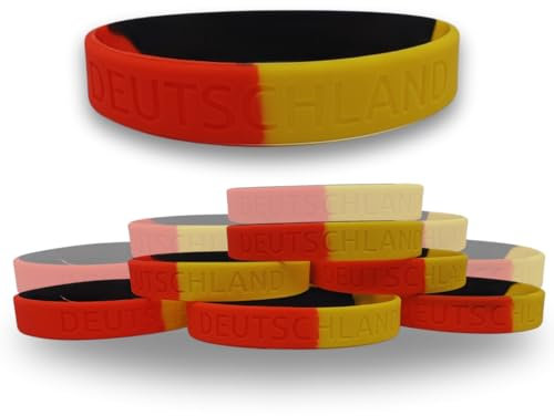 Twist4 Silikon Armband Deutschland - schwarz rot gelb - als Fanartikel, Fußball, Deko, Party, Länder… (schwarz/rot/gelb, 2 Stück)