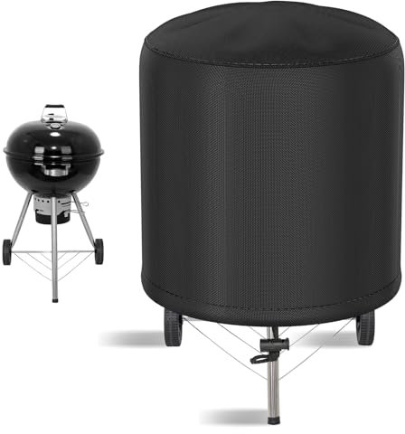 Relota Housse Barbecue Extérieur, Bache de Protection pour Barbecue, Couverture de Gril Rond, Charbon BBQ Cover de Grill Anti-UV/Anti-l'eau/Anti-l'humidité Imperméable Extérieur Φ70cm x70cm, Noir