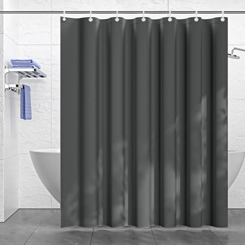 SOGUDE Duschvorhang Grau Waschbar, Anti-Schimmel Wasserabweisend Schnelltrocknend für Badewanne, Hochwertig Polyester Duschrollo 120x200cm Mit 8 Ringen