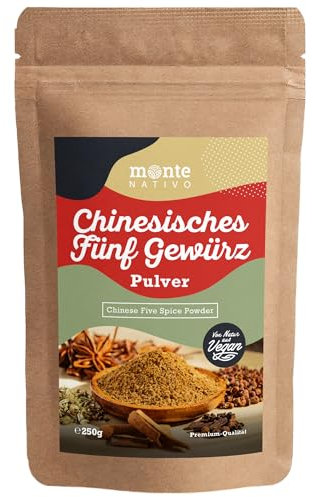 Polvere di Cinque Spezie Cinesi Monte Nativo (250g) - Miscela di Spezie pura e naturale ideale per la Cucina Cinese - Condimento Cinese alle 5 Spezie - Spezie essiccate ideali per la Cucina Asiatica
