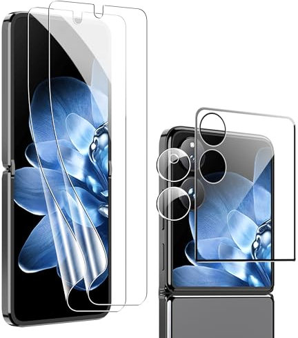 Heioloo [2+1+1Pack Protector Pantalla Compatible con Xiaomi mix Flip2/Xiaomi mix Flip, TPU Flexible, Ultra Delgado, Sin Burbujas, Película Flexible, Fácil de Instalar, Protector para Xiaomi mix Flip